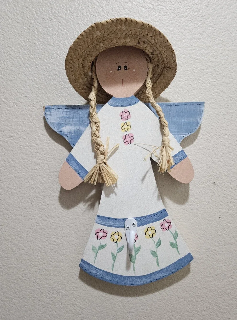 Handcrafted Blue and White Angel Wall Hook